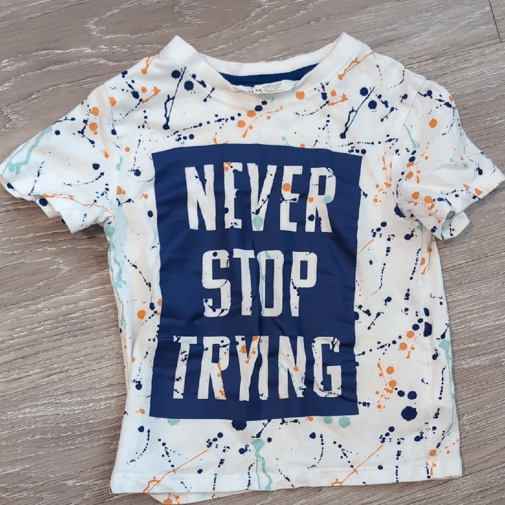 H&M Kids Graphic Tee - White with Blue and Orange Splatter